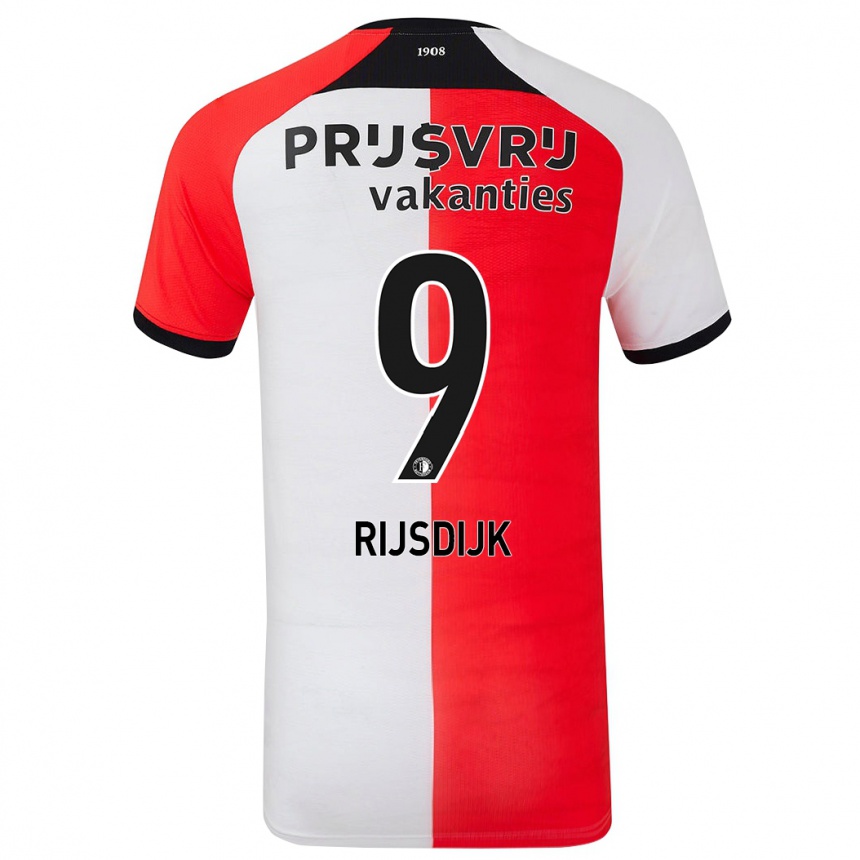 Niño Fútbol Camiseta Pia Rijsdijk #9 Rojo Blanco 1ª Equipación 2024/25 Argentina