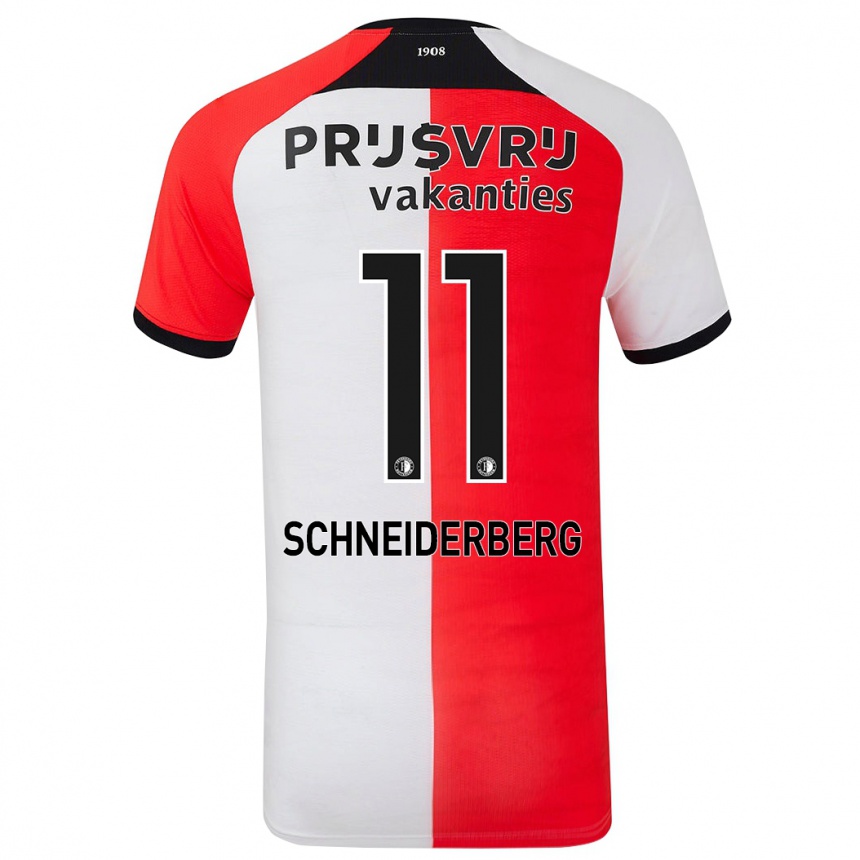 Niño Fútbol Camiseta July Schneiderberg #11 Rojo Blanco 1ª Equipación 2024/25 Argentina