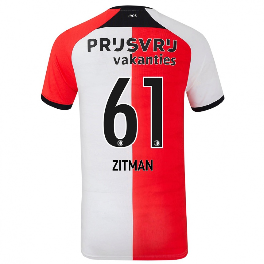 Niño Fútbol Camiseta Sven Zitman #61 Rojo Blanco 1ª Equipación 2024/25 Argentina