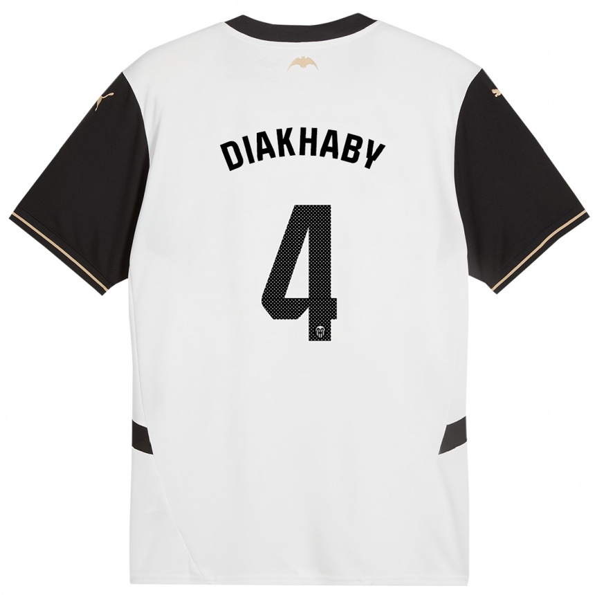 Niño Fútbol Camiseta Mouctar Diakhaby #4 Blanco Negro 1ª Equipación 2024/25 Argentina