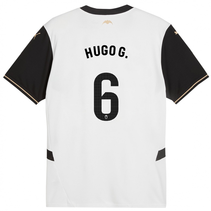 Niño Fútbol Camiseta Hugo Guillamón #6 Blanco Negro 1ª Equipación 2024/25 Argentina