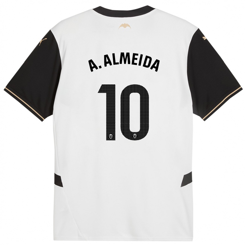 Niño Fútbol Camiseta André Almeida #10 Blanco Negro 1ª Equipación 2024/25 Argentina