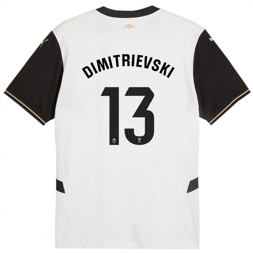 Niño Fútbol Camiseta Stole Dimitrievski #13 Blanco Negro 1ª Equipación 2024/25 Argentina