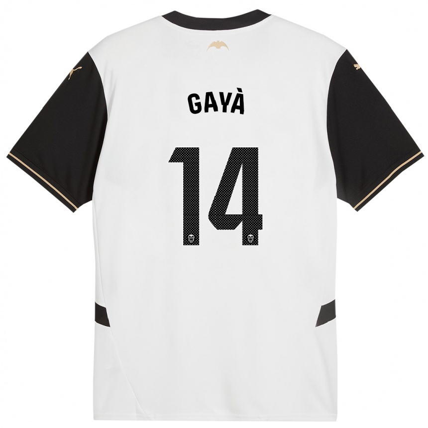 Niño Fútbol Camiseta José Gayà #14 Blanco Negro 1ª Equipación 2024/25 Argentina