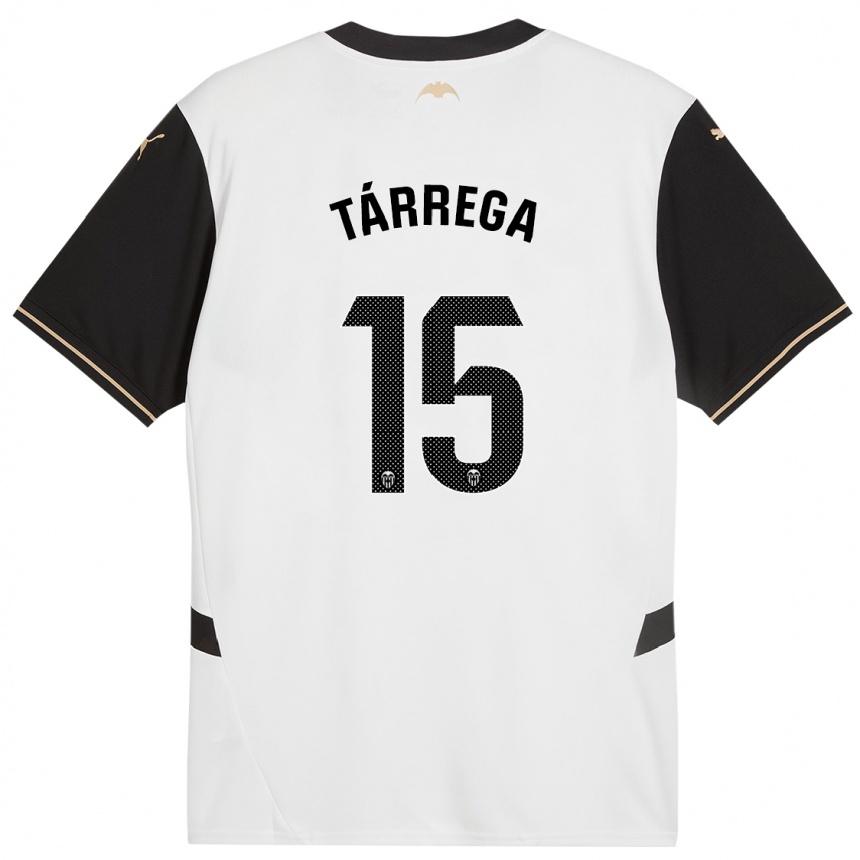 Niño Fútbol Camiseta César Tárrega #15 Blanco Negro 1ª Equipación 2024/25 Argentina