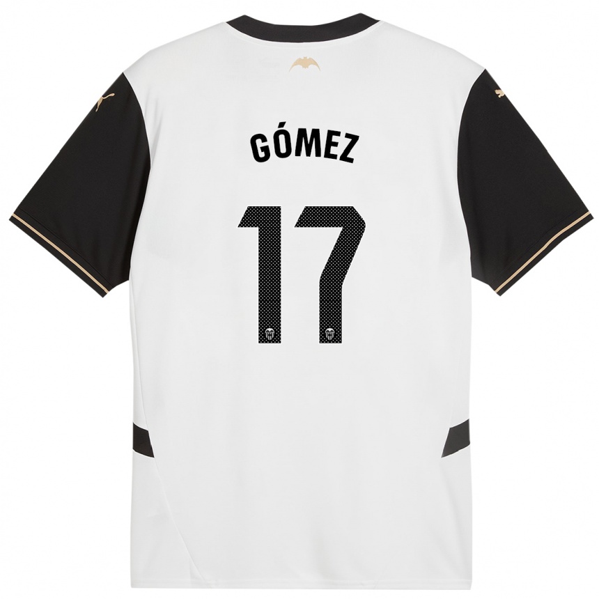 Niño Fútbol Camiseta Dani Gómez #17 Blanco Negro 1ª Equipación 2024/25 Argentina