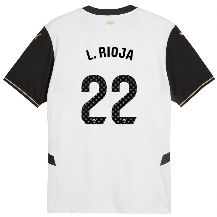 Niño Fútbol Camiseta Luis Rioja #22 Blanco Negro 1ª Equipación 2024/25 Argentina