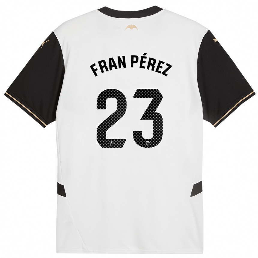 Niño Fútbol Camiseta Fran Pérez #23 Blanco Negro 1ª Equipación 2024/25 Argentina