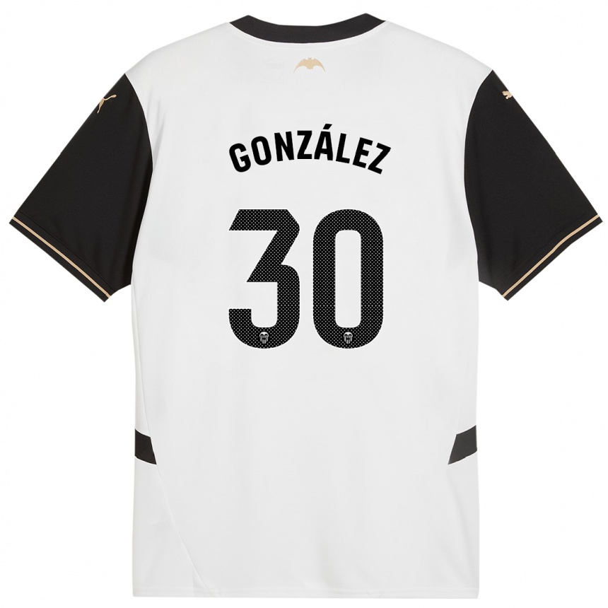 Niño Fútbol Camiseta Hugo González #30 Blanco Negro 1ª Equipación 2024/25 Argentina