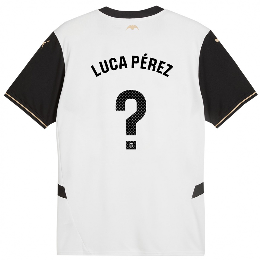 Niño Fútbol Camiseta Simón Luca Pérez #0 Blanco Negro 1ª Equipación 2024/25 Argentina