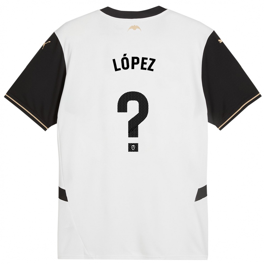 Niño Fútbol Camiseta Pablo López #0 Blanco Negro 1ª Equipación 2024/25 Argentina