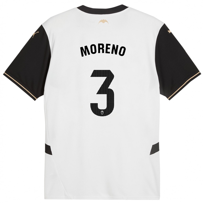 Niño Fútbol Camiseta Diego Moreno #3 Blanco Negro 1ª Equipación 2024/25 Argentina