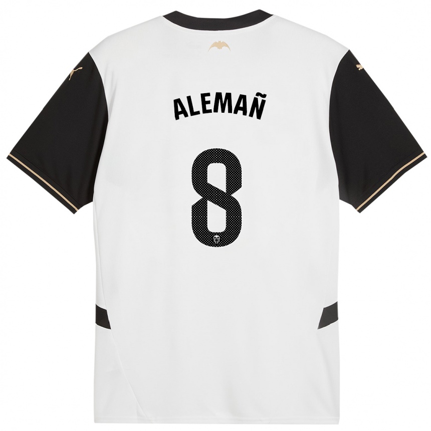 Niño Fútbol Camiseta Pedro Alemañ #8 Blanco Negro 1ª Equipación 2024/25 Argentina