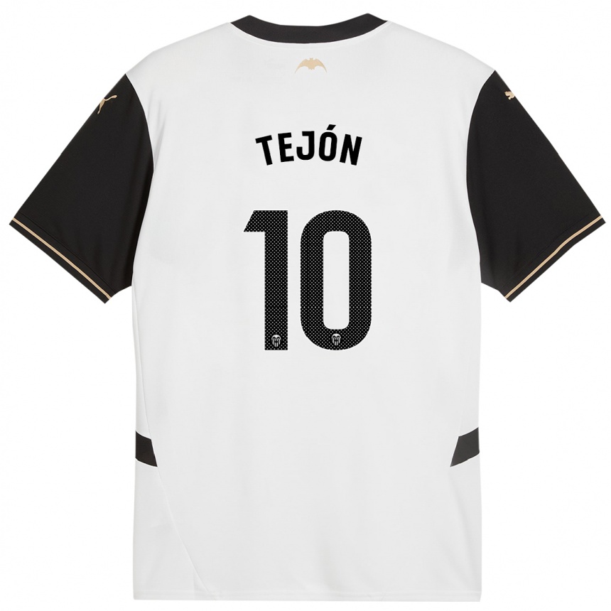 Niño Fútbol Camiseta Martín Tejón #10 Blanco Negro 1ª Equipación 2024/25 Argentina