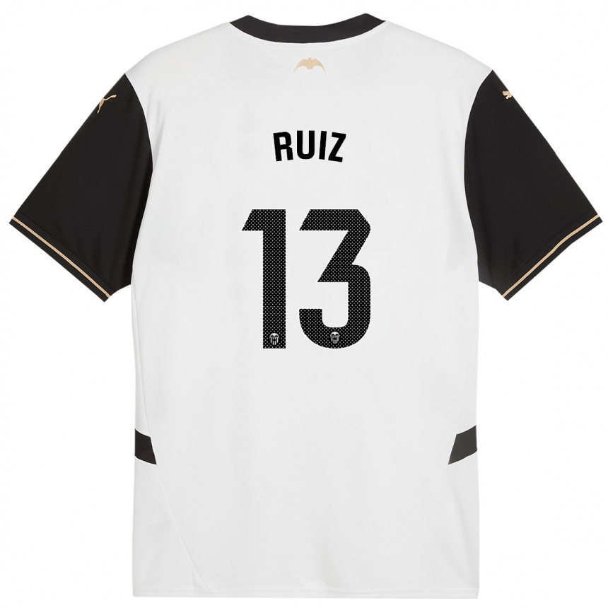 Niño Fútbol Camiseta Nil Ruiz #13 Blanco Negro 1ª Equipación 2024/25 Argentina