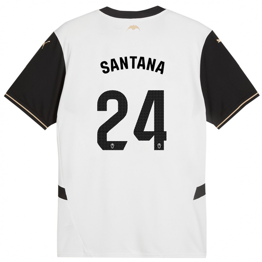 Niño Fútbol Camiseta Ismael Santana #24 Blanco Negro 1ª Equipación 2024/25 Argentina