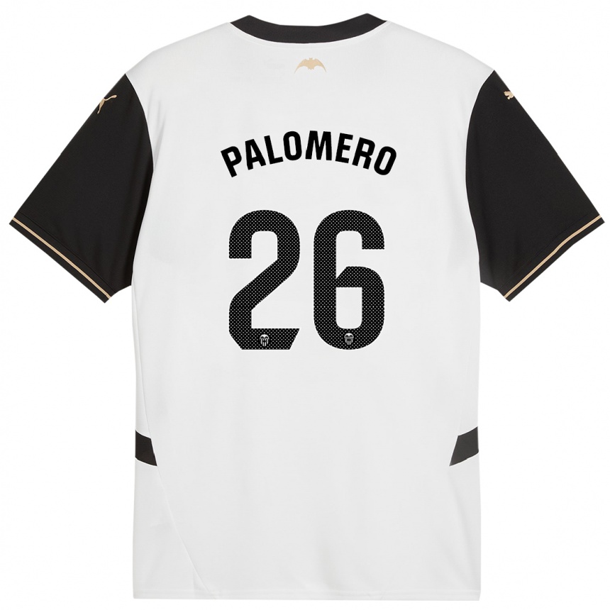 Niño Fútbol Camiseta Marc Palomero #26 Blanco Negro 1ª Equipación 2024/25 Argentina