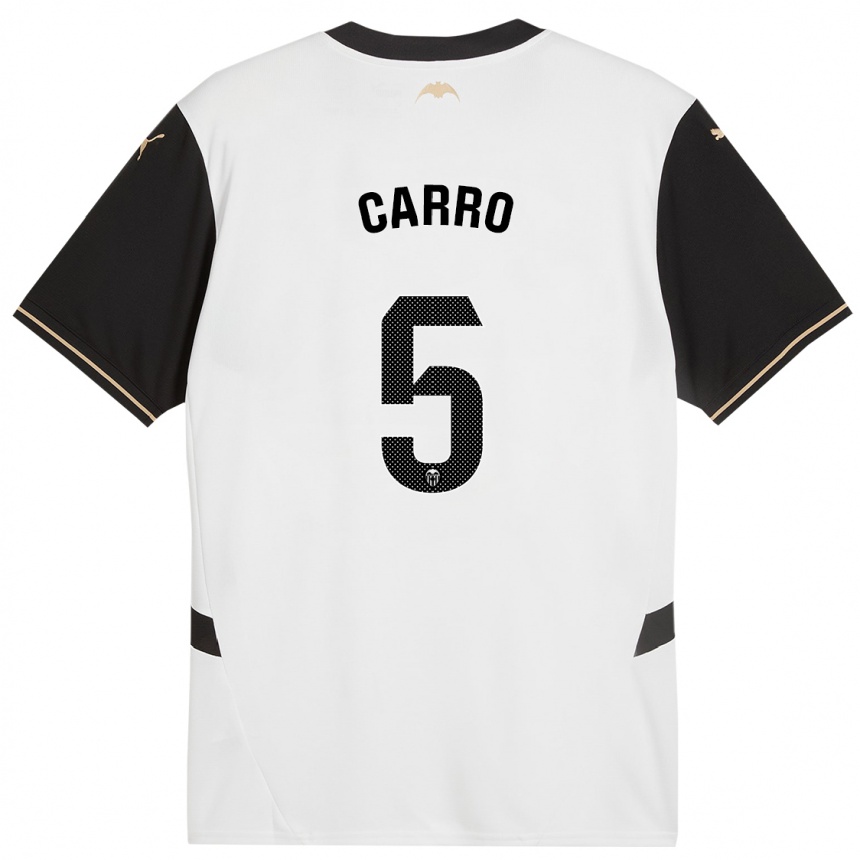 Niño Fútbol Camiseta Marta Carro #5 Blanco Negro 1ª Equipación 2024/25 Argentina