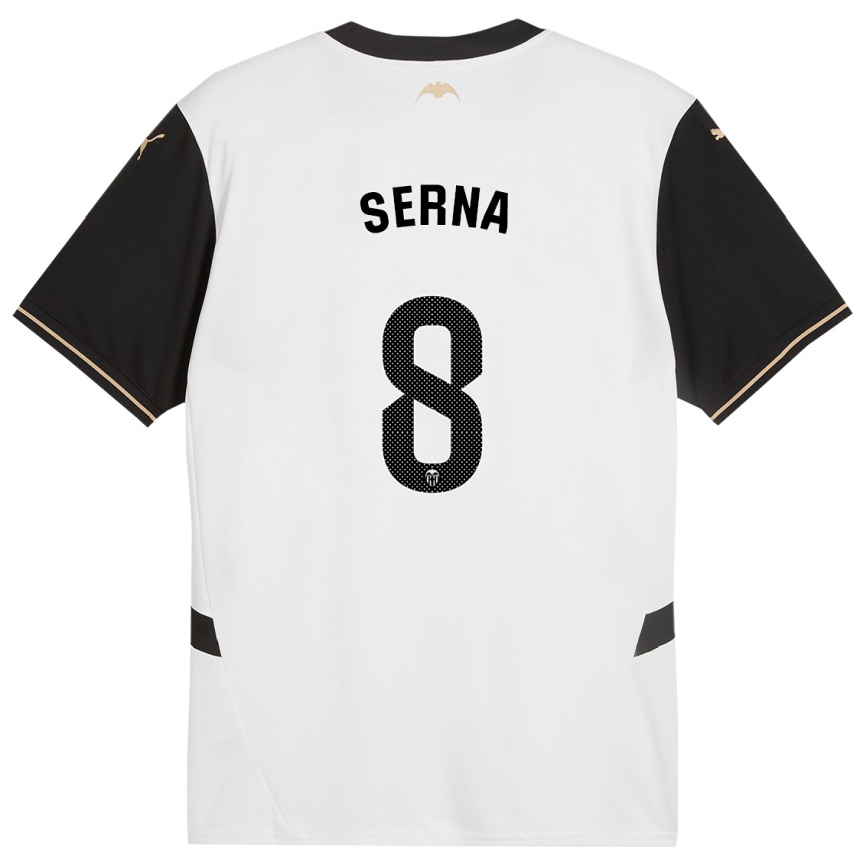 Niño Fútbol Camiseta Liced Serna #8 Blanco Negro 1ª Equipación 2024/25 Argentina