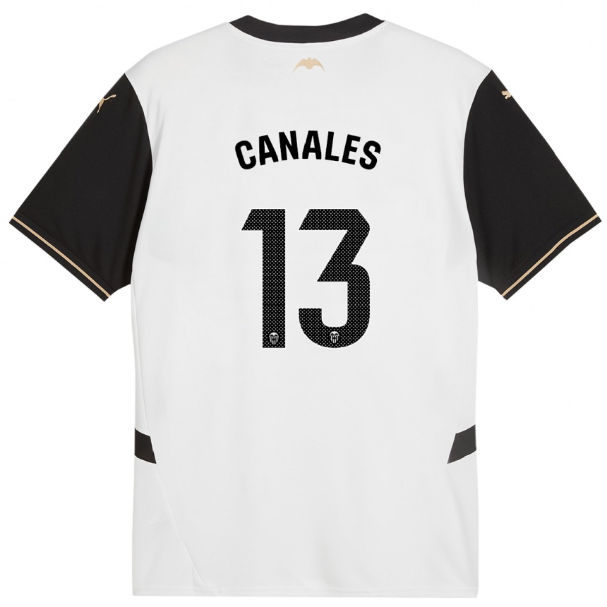 Niño Fútbol Camiseta Antonia Canales #13 Blanco Negro 1ª Equipación 2024/25 Argentina