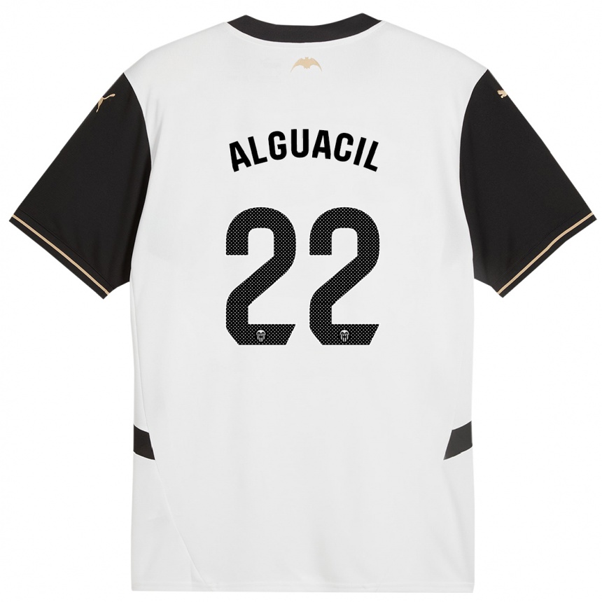 Niño Fútbol Camiseta Ainhoa Alguacil #22 Blanco Negro 1ª Equipación 2024/25 Argentina