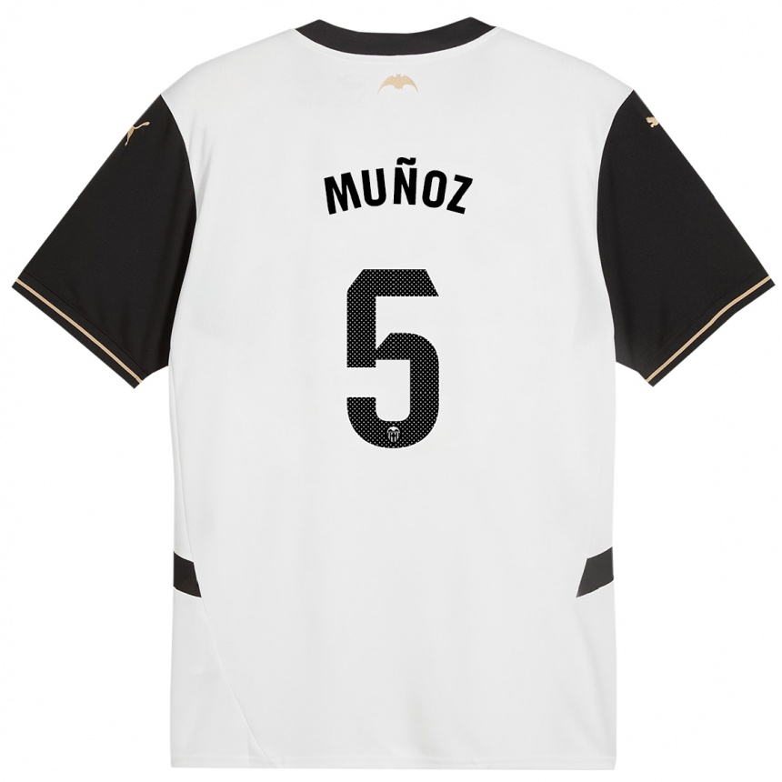 Niño Fútbol Camiseta Iván Muñoz #5 Blanco Negro 1ª Equipación 2024/25 Argentina