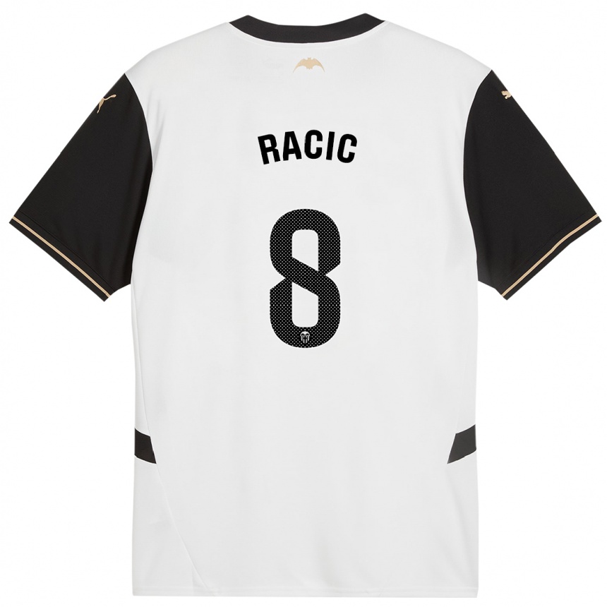 Niño Fútbol Camiseta Uros Racic #8 Blanco Negro 1ª Equipación 2024/25 Argentina