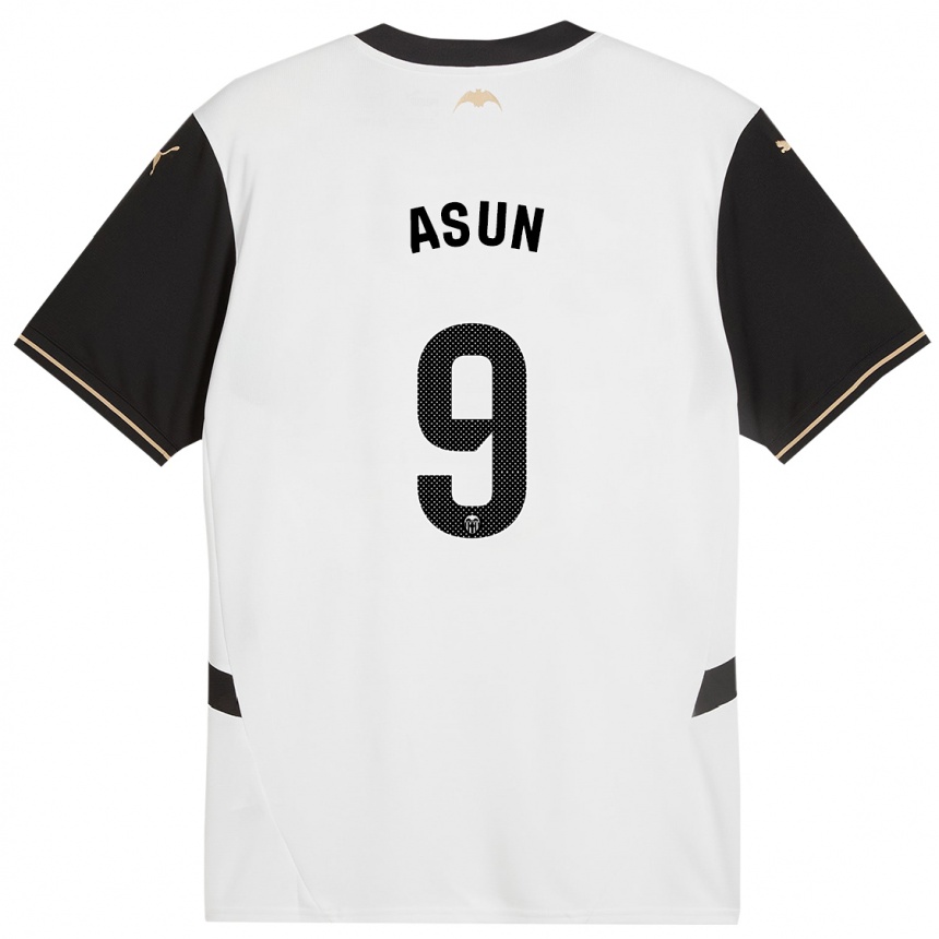 Niño Fútbol Camiseta Asun #9 Blanco Negro 1ª Equipación 2024/25 Argentina