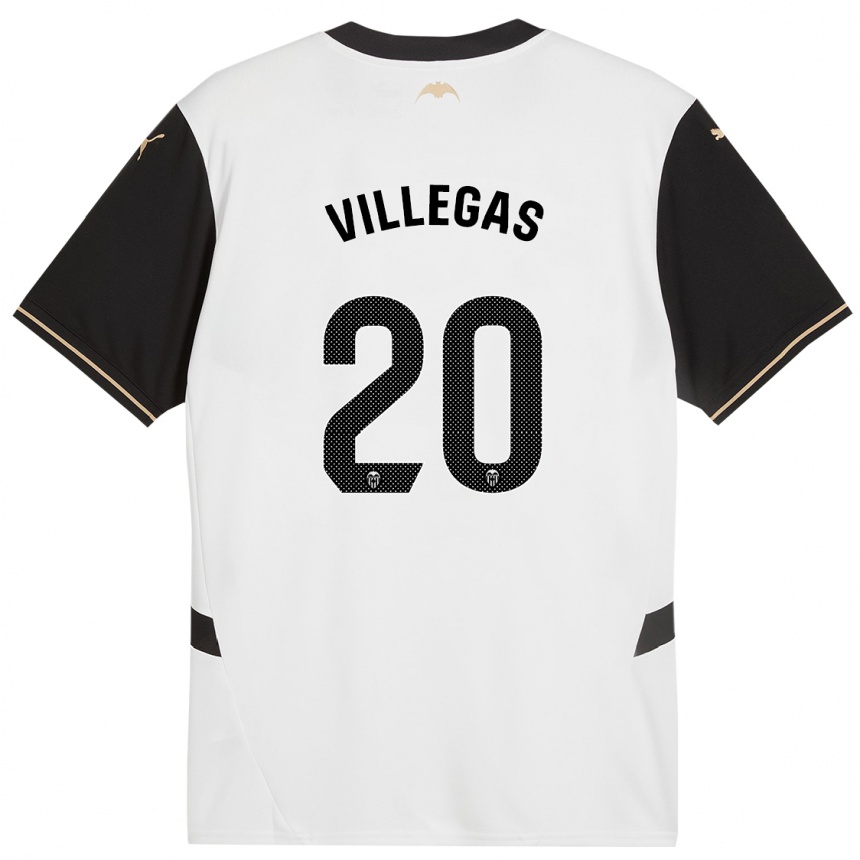 Niño Fútbol Camiseta Noelia Villegas #20 Blanco Negro 1ª Equipación 2024/25 Argentina