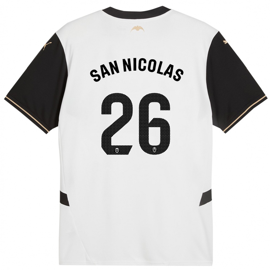 Niño Fútbol Camiseta Olga San Nicolas #26 Blanco Negro 1ª Equipación 2024/25 Argentina