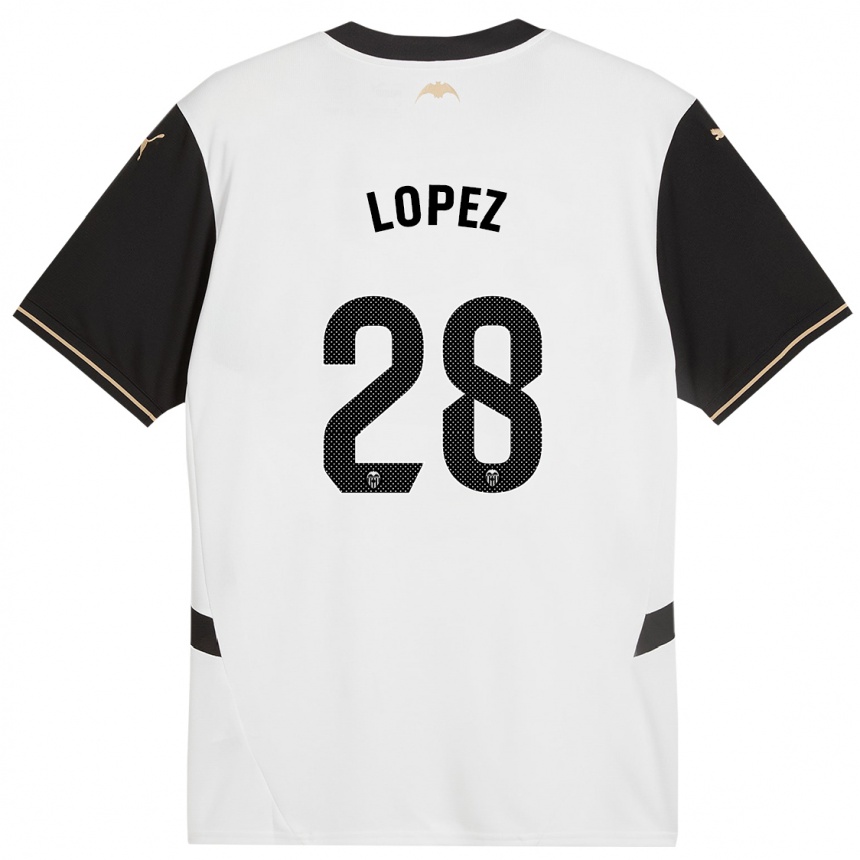 Niño Fútbol Camiseta Saray Lopez #28 Blanco Negro 1ª Equipación 2024/25 Argentina