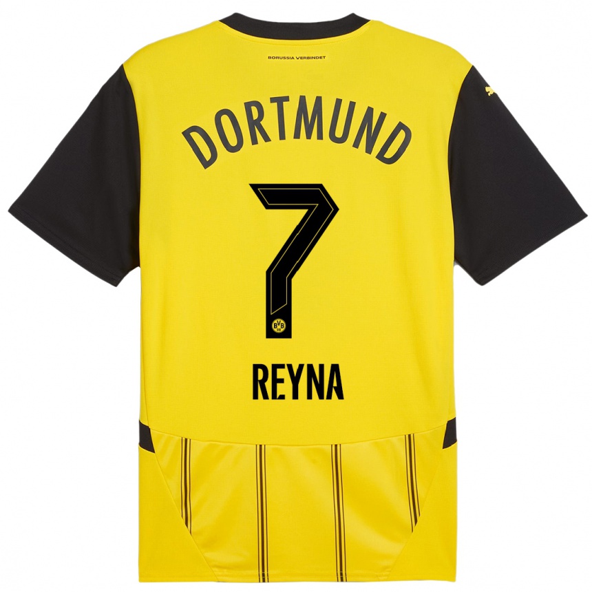 Niño Fútbol Camiseta Giovanni Reyna #7 Amarillo Negro 1ª Equipación 2024/25 Argentina