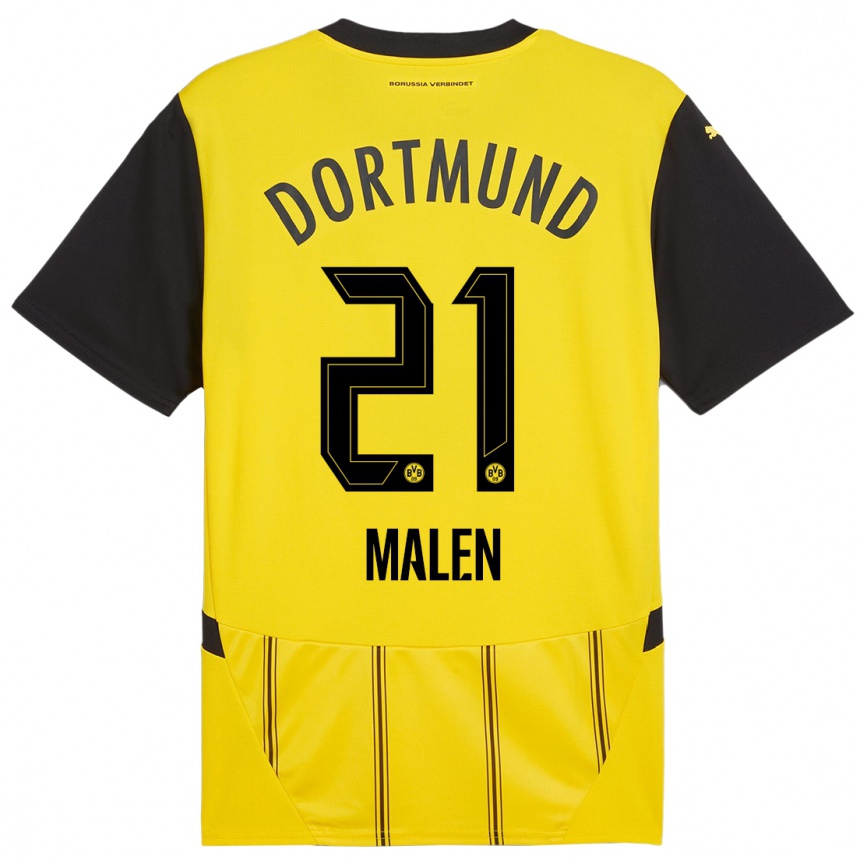 Niño Fútbol Camiseta Donyell Malen #21 Amarillo Negro 1ª Equipación 2024/25 Argentina