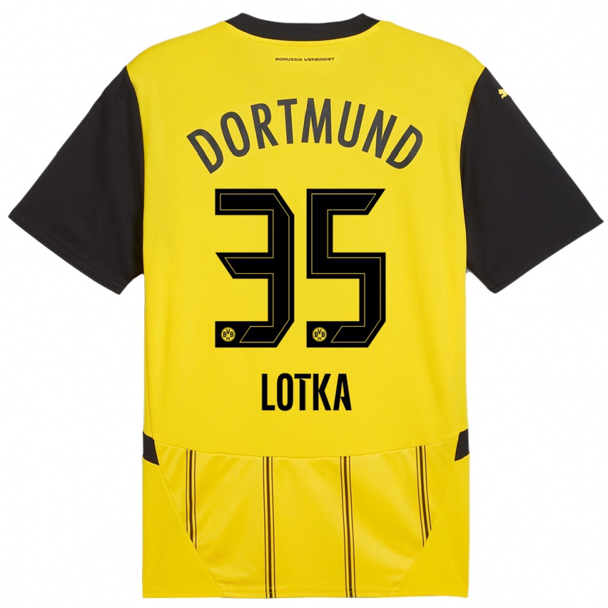 Niño Fútbol Camiseta Marcel Lotka #35 Amarillo Negro 1ª Equipación 2024/25 Argentina