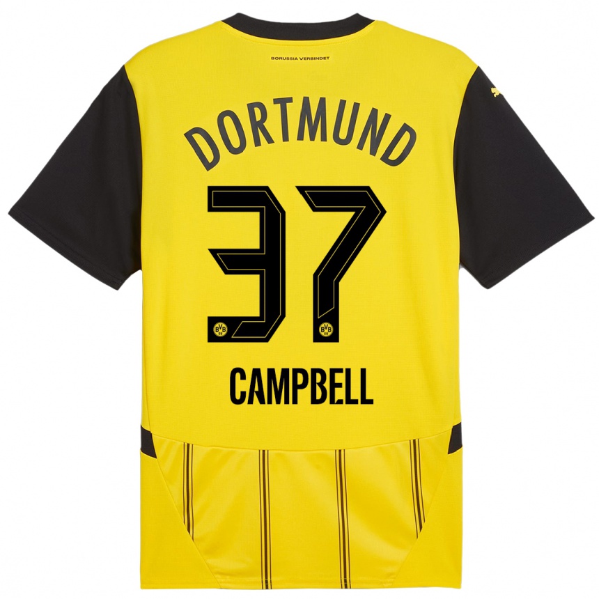 Niño Fútbol Camiseta Cole Campbell #37 Amarillo Negro 1ª Equipación 2024/25 Argentina