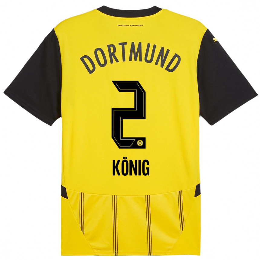 Niño Fútbol Camiseta Niklas König #2 Amarillo Negro 1ª Equipación 2024/25 Argentina