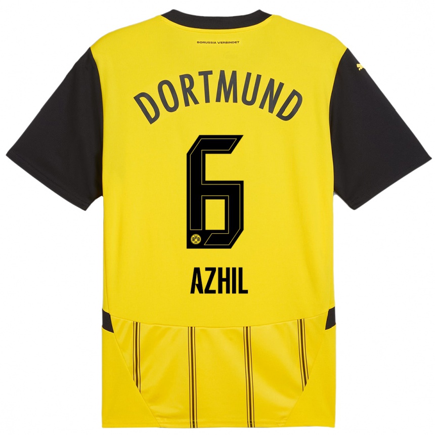 Niño Fútbol Camiseta Ayman Azhil #6 Amarillo Negro 1ª Equipación 2024/25 Argentina