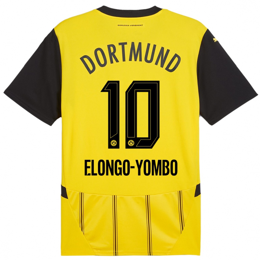 Niño Fútbol Camiseta Rodney Elongo-Yombo #10 Amarillo Negro 1ª Equipación 2024/25 Argentina