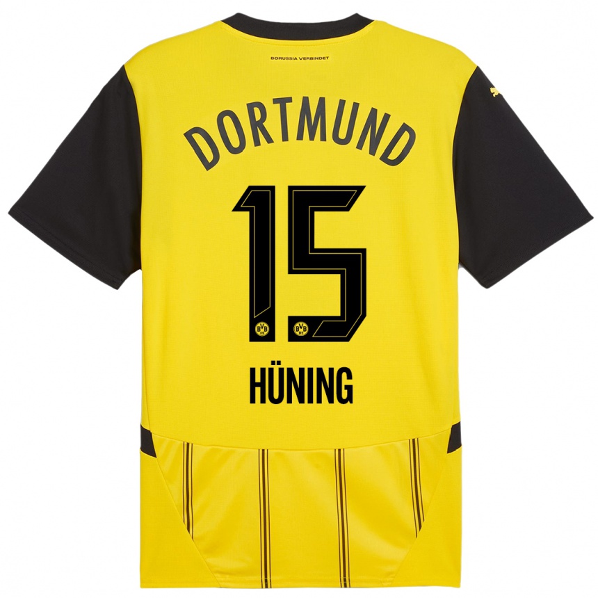 Niño Fútbol Camiseta Ben Hüning #15 Amarillo Negro 1ª Equipación 2024/25 Argentina