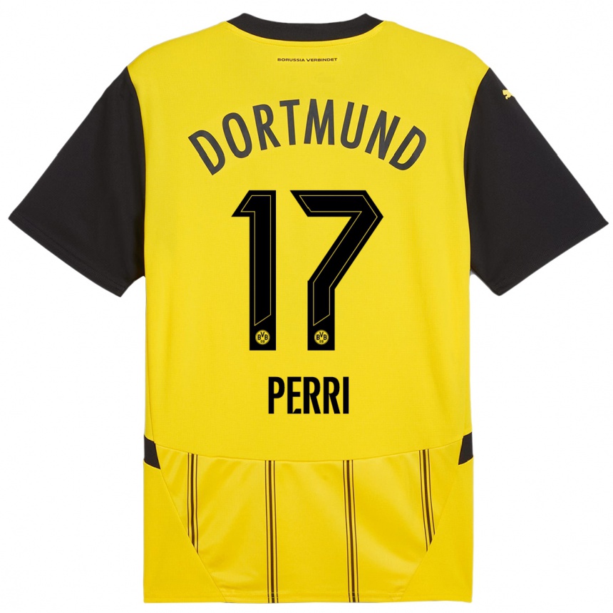 Niño Fútbol Camiseta Luca Perri #17 Amarillo Negro 1ª Equipación 2024/25 Argentina