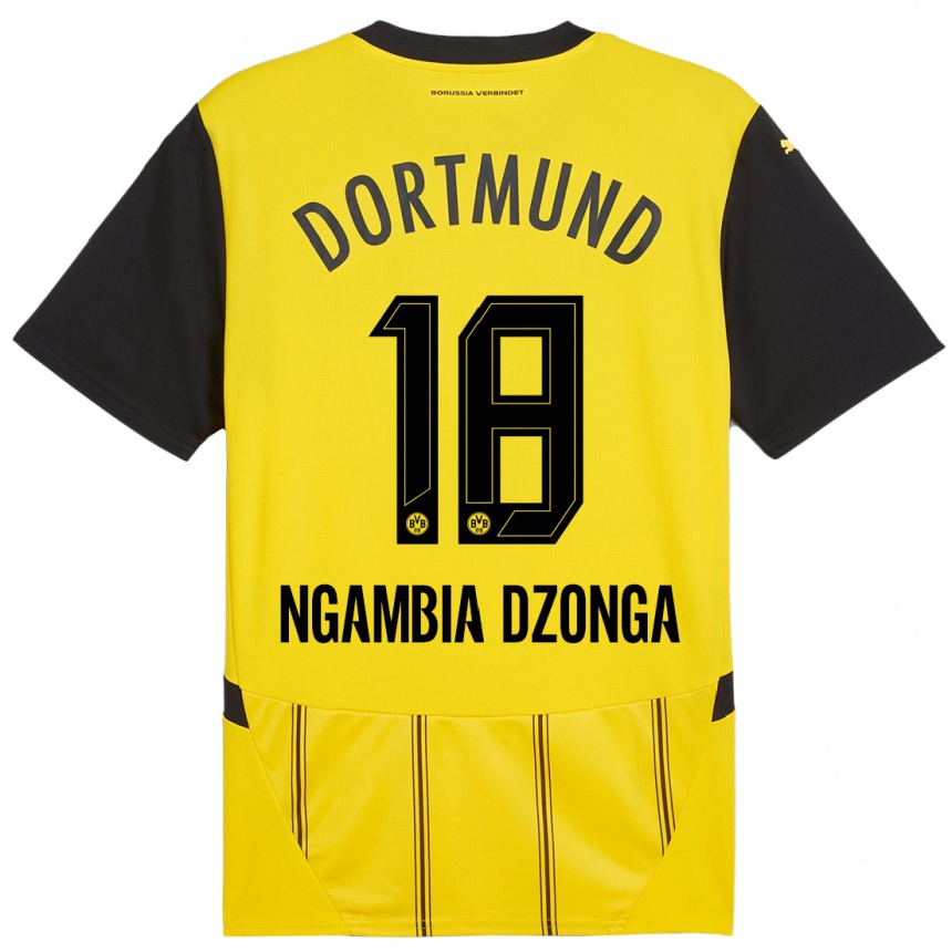 Niño Fútbol Camiseta Diego Ngambia Dzonga #18 Amarillo Negro 1ª Equipación 2024/25 Argentina