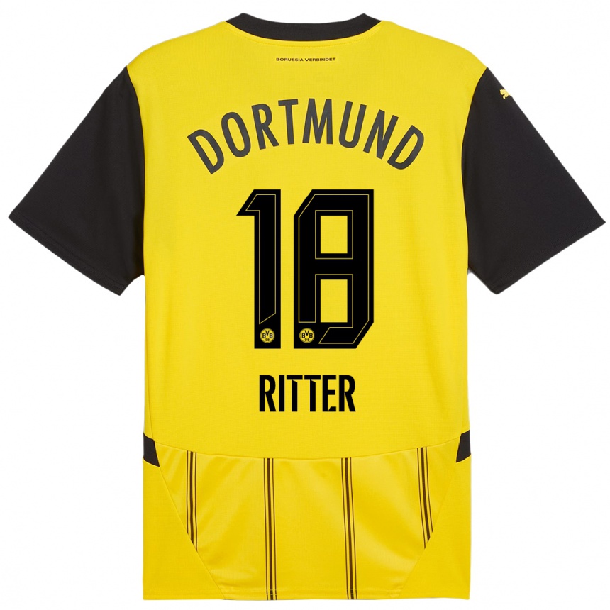 Niño Fútbol Camiseta Roméo Ritter #18 Amarillo Negro 1ª Equipación 2024/25 Argentina