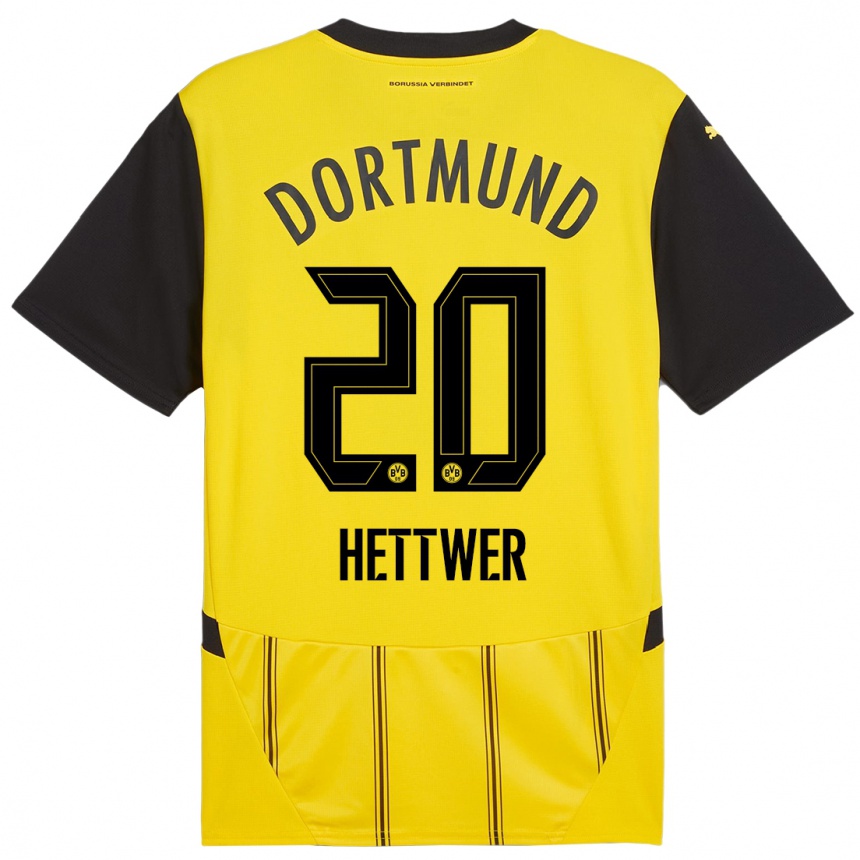 Niño Fútbol Camiseta Julian Hettwer #20 Amarillo Negro 1ª Equipación 2024/25 Argentina