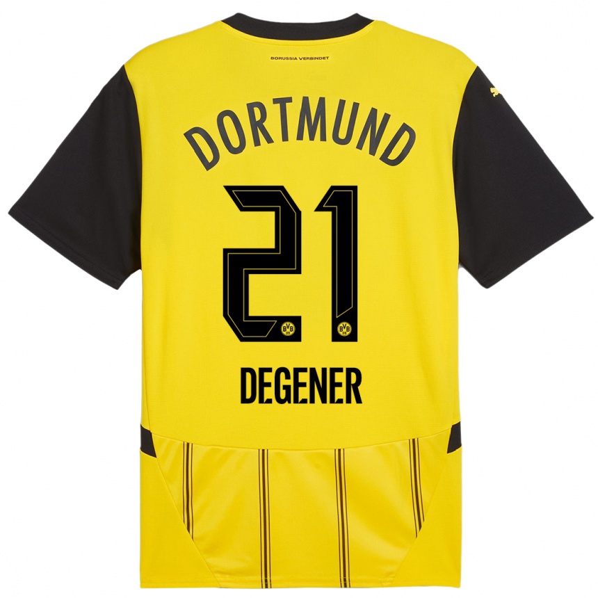 Niño Fútbol Camiseta Tim Degener #21 Amarillo Negro 1ª Equipación 2024/25 Argentina