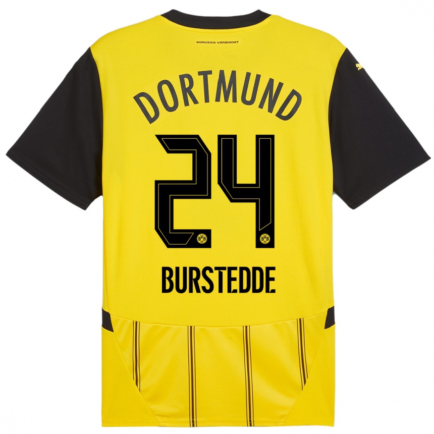 Niño Fútbol Camiseta Joshua Burstedde #24 Amarillo Negro 1ª Equipación 2024/25 Argentina