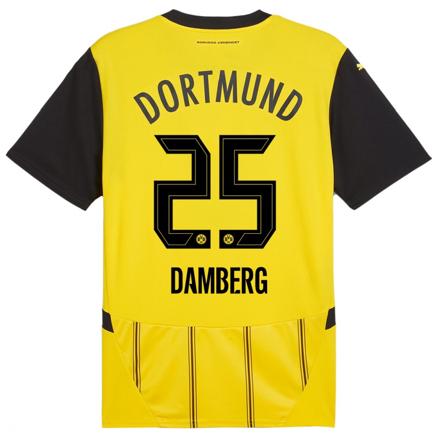 Niño Fútbol Camiseta Niclas Damberg #25 Amarillo Negro 1ª Equipación 2024/25 Argentina