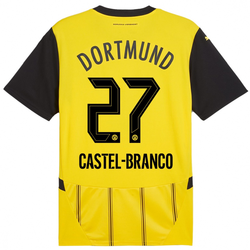 Niño Fútbol Camiseta Diego Castel-Branco #27 Amarillo Negro 1ª Equipación 2024/25 Argentina