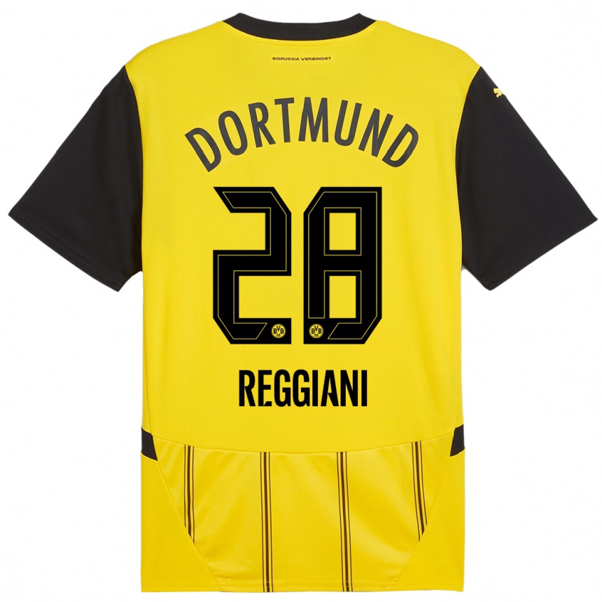 Niño Fútbol Camiseta Luca Reggiani #28 Amarillo Negro 1ª Equipación 2024/25 Argentina