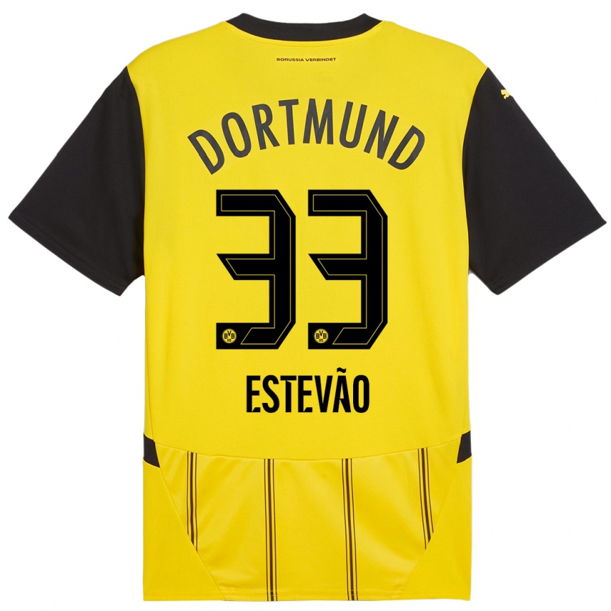 Niño Fútbol Camiseta Tiago Estevão #33 Amarillo Negro 1ª Equipación 2024/25 Argentina