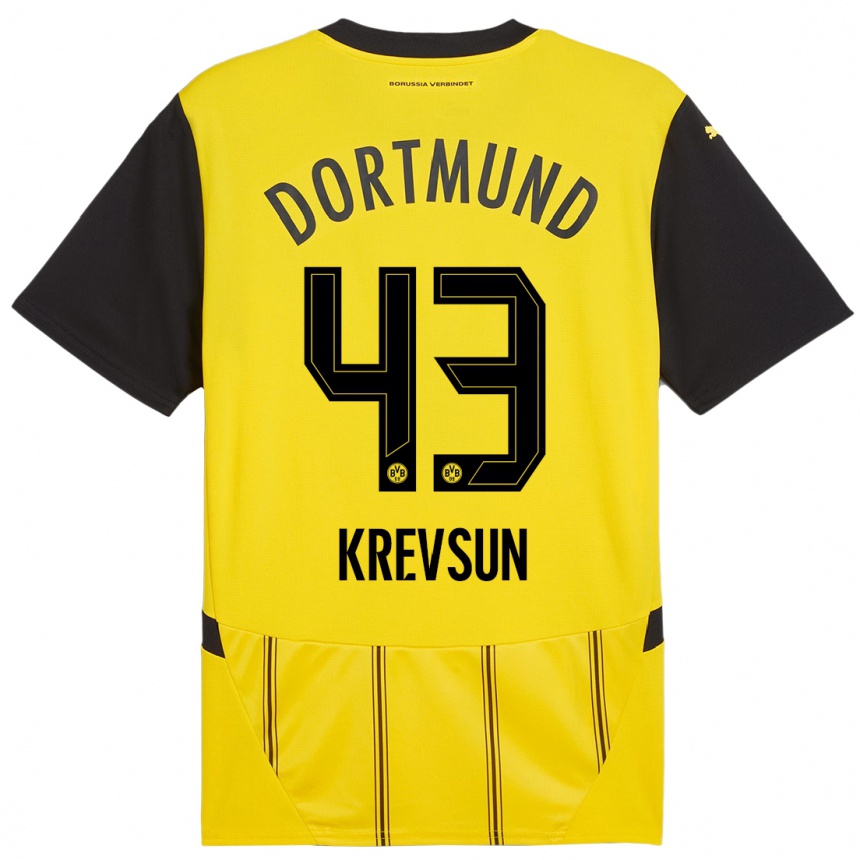 Niño Fútbol Camiseta Danylo Krevsun #43 Amarillo Negro 1ª Equipación 2024/25 Argentina